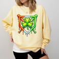 Baseball Drip Ice Cream St Patricks Day Shamrock Lucky Comfort Colors Sweatshirt Blue Spruce
