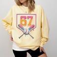 Baseball Drip Number 67 Fun Six Seven 6 7 Meme Comfort Colors Sweatshirt Blue Spruce
