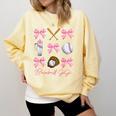 Baseball Gigi Era Bows Baseball Mom Women Comfort Colors Sweatshirt Blue Spruce