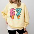 Baseball Ice Cream Drip 6 7 Kids 67 Birthday Comfort Colors Sweatshirt Blue Spruce