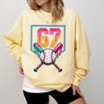 Baseball Ice Cream Drip Number 67 Player 67th Birthday Men Comfort Colors Sweatshirt Blue Spruce Baseball Ice Cream Drip Number 67 Player 67th Birthday Men Comfort Colors Sweatshirt Blue Spruce