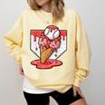 Baseball Ice Cream Drip Baseball Strawberry For Youth Red Comfort Colors Sweatshirt Blue Spruce Baseball Ice Cream Drip Baseball Strawberry For Youth Red Comfort Colors Sweatshirt Blue Spruce