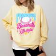 Baseball Life Lifestyle Home Plate Ice Cream Drip Men Boys Comfort Colors Sweatshirt Blue Spruce