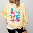 Baseball Love Drip Ice Cream Colorful Baseball Comfort Colors Sweatshirt Blue Spruce