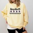 Baseball Mama Retro Groovy Baseball Mom Mother Game Day Comfort Colors Sweatshirt Blue Spruce