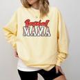 Baseball Mama Retro Groovy Baseball Mom Women Mother's Day Comfort Colors Sweatshirt Blue Spruce