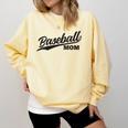 Baseball Mom 1970s Retro Cursive Font Comfort Colors Sweatshirt Blue Spruce