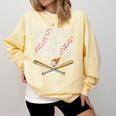 Baseball Mom Crossed Bats With Ball On Fire Distressed Comfort Colors Sweatshirt Blue Spruce
