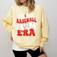 In My Baseball Mom Era Cute Groovy Baseball Comfort Colors Sweatshirt Blue Spruce