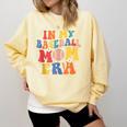 In My Baseball Mom Era Cute Mommy Groovy Comfort Colors Sweatshirt Blue Spruce