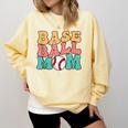 Baseball Mom Groovy Baseball Mom Comfort Colors Sweatshirt Blue Spruce