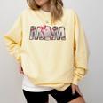 Baseball Mom With Pink Bow Comfort Colors Sweatshirt Blue Spruce Baseball Mom With Pink Bow Comfort Colors Sweatshirt Blue Spruce