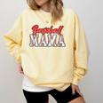 Baseball Mom Retro Groovy Baseball Mama Women Mother's Day Comfort Colors Sweatshirt Blue Spruce