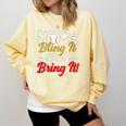 Baseball Moms Bling It & Their Sons Bring It For Women Comfort Colors Sweatshirt Blue Spruce