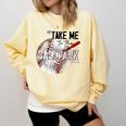 Baseball Moms Cute Take Me To The Ballpark Sports Athletic Comfort Colors Sweatshirt Blue Spruce
