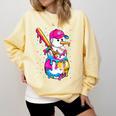Baseball Snowman Drip Christmas Baseball Boys Men Kids Comfort Colors Sweatshirt Blue Spruce