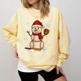 Baseball Snowman Merry Christmas Holiday Sports Xmas Pajamas Comfort Colors Sweatshirt Blue Spruce