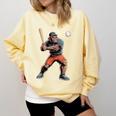 Bigfoot Playing Baseball Boys Kids Men Baseball Player Comfort Colors Sweatshirt Blue Spruce