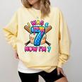 Blue Checkered I Was 6 Now I'm 7 Birthday Cake Baseball Drip Comfort Colors Sweatshirt Blue Spruce Blue Checkered I Was 6 Now I'm 7 Birthday Cake Baseball Drip Comfort Colors Sweatshirt Blue Spruce