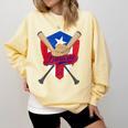 Boricua Puerto Rico Baseball Coqui Frog Pava Hat Fan Comfort Colors Sweatshirt Blue Spruce