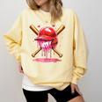 Boys Valentine Day Baseball Helmet Drip Ice-Cream Youth Kids Comfort Colors Sweatshirt Blue Spruce