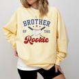 Brother Of Rookie 1st Birthday Baseball Boy Family Matching Comfort Colors Sweatshirt Blue Spruce