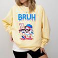Bruh I'm 7 Baseball Ice Cream Drip It's My 7th Birthday Comfort Colors Sweatshirt Blue Spruce