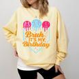 Bruh It's My Birthday Ice Cream Drip Baseball Birthday Comfort Colors Sweatshirt Blue Spruce