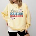 Busy Raising Ballers Retro Groovy Baseball Mom Outfit Comfort Colors Sweatshirt Blue Spruce Busy Raising Ballers Retro Groovy Baseball Mom Outfit Comfort Colors Sweatshirt Blue Spruce