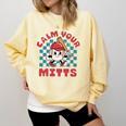 Calm Your Mitts Baseball Mom Sport Lover Comfort Colors Sweatshirt Blue Spruce