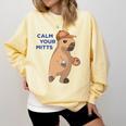 Capybara Calm Your Mitts Baseball Mom Sport Lover Tee Comfort Colors Sweatshirt Blue Spruce