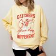 Catchers Are Built Different Baseball Catcher Comfort Colors Sweatshirt Blue Spruce