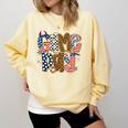 Checkered Leopard Game Day Baseball Men Women Kids Comfort Colors Sweatshirt Blue Spruce