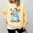 Christmas Baseball Snowman Drip For Boys Men Girls Women Comfort Colors Sweatshirt Blue Spruce