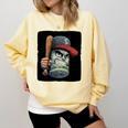 Cool Dollar Bill Guy With Cap And Baseball Costume Premium Tri-Blend Comfort Colors Sweatshirt Blue Spruce Cool Dollar Bill Guy With Cap And Baseball Costume Premium Tri-Blend Comfort Colors Sweatshirt Blue Spruce