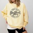 Crazy Proud Always Loud Baseball Mom Saying Graphic Comfort Colors Sweatshirt Blue Spruce
