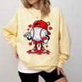 Cute Game Day Baseball Ice Cream Drip Valentine Love XOXO Comfort Colors Sweatshirt Blue Spruce