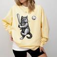 Cute Kitten Playing Baseball Hitter Bat Cool Baseball Cat Comfort Colors Sweatshirt Blue Spruce Cute Kitten Playing Baseball Hitter Bat Cool Baseball Cat Comfort Colors Sweatshirt Blue Spruce