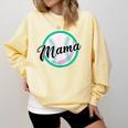 Cute Mama Script Font On Baseball Mom Comfort Colors Sweatshirt Blue Spruce