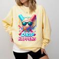 Drip Happens Baseball Ice Cream Bat And Ball With Sunglasses Comfort Colors Sweatshirt Blue Spruce