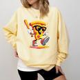 Drippy Pizza Baseball Slice Cartoon Sports Food Comfort Colors Sweatshirt Blue Spruce