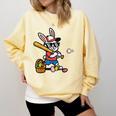 Easter Bunny Baseball Player Batter Rabbit Boys Kids Men Comfort Colors Sweatshirt Blue Spruce Easter Bunny Baseball Player Batter Rabbit Boys Kids Men Comfort Colors Sweatshirt Blue Spruce