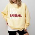 Eat Sleep Baseball Repeat Baseball Player Comfort Colors Sweatshirt Blue Spruce
