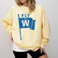 Fly The W Chicago Baseball Winning Flag Distressed Premium Tri-Blend Comfort Colors Sweatshirt Blue Spruce