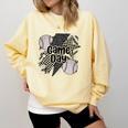 Game Day Baseball Retro Checkered Baseball Comfort Colors Sweatshirt Blue Spruce