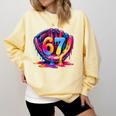 Gen Alpha Slang Ice Cream Drip Six Seven 67 Baseball Catcher Comfort Colors Sweatshirt Blue Spruce