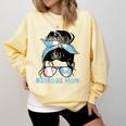Guatemala Baseball Mom Messy Bun Comfort Colors Sweatshirt Blue Spruce