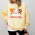 Happy Valentine’s Day Basketball Football Baseball Hearts Comfort Colors Sweatshirt Blue Spruce