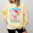 I Hit 100 Days Of School Baseball Ice Cream Drip Comfort Colors Sweatshirt Blue Spruce