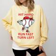 Hit Hard Run Fast Turn Left Baseball Player Premium Tri-Blend Comfort Colors Sweatshirt Blue Spruce Hit Hard Run Fast Turn Left Baseball Player Premium Tri-Blend Comfort Colors Sweatshirt Blue Spruce